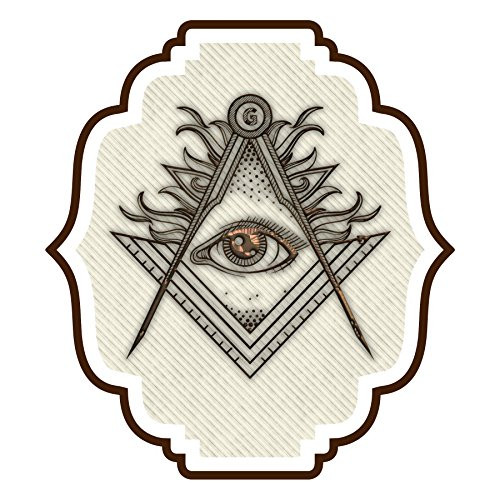 Shining All Seeing Eye Square  and  Compass Masonic Bumper Sticker - -5 1/2 Tall-