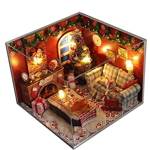 Flever Dollhouse Miniature DIY House Kit Creative Room With Furniture and Glass Cover for Romantic Artwork Gift(Time of Northern Europe)