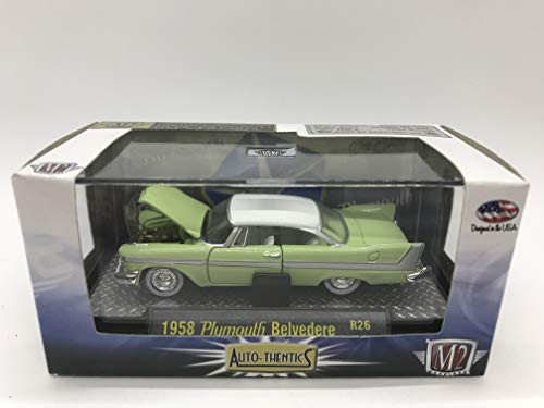 M2 Machines by M2 Collectible Auto-Thentics 1958 Plymouth Belvedere R26 13-09 Green/White Details Like NO Other 1 of 5000