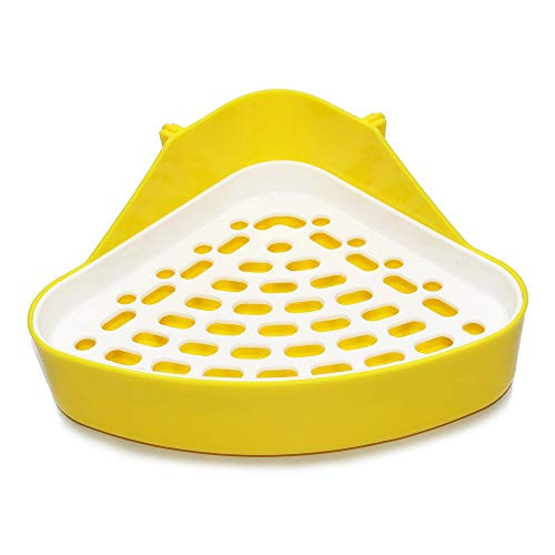 GOLDEAL Cage Potty Trainer Corner Litter Box for Small Animals Hamster Guinea Pig Ferret Gerbil Chinchilla -Yellow-