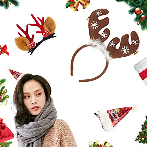 Christmas Headbands Christmas Hat Hair Clip Antlers Headband Hair Clip for Christmas Party Reindeer Antlers Headband for Kids Adults -3 PACK- Christmas Headbands Christmas Hat Hair Clip Antlers Headband Hair Clip for Christmas Party Reindeer Antlers Headband for Kids Adults -3 PACK-