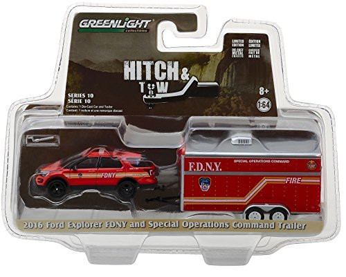 Ford 2016 Explorer Official Fire Department NYC, Red - Greenlight 32100D - 1/64 Scale Diecast Model Toy Car