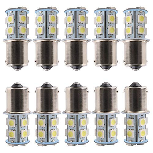 EverBright 10-Pack White 1156 BA15S 1141 1073 1095 1003 7506 Base 13SMD 5050 LED Replacement for Car Incandescence Bulb Interior RV Camper Brake Turn Bulb Backup Lamp Parking Side Marker Lights DC 12V