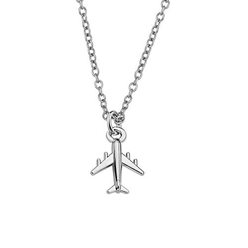 FUSTYLE Airplane Necklace Aircraft Pendant Flight Attendant Jewelry Pilot Gifts for Aviation Traveler -Silver- FUSTYLE Airplane Necklace Aircraft Pendant Flight Attendant Jewelry Pilot Gifts for Aviation Traveler -Silver-