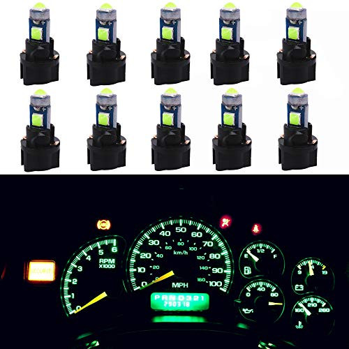 WLJH Super Bright Green Canbus T5 Dash Light Bulbs Car Instrument Panel Cluster Gauge Warning Indicator Lights 73 74 286 2721 Led Bulb with PC74 Twist Lock SocketPack of 10 WLJH Super Bright Green Canbus T5 Dash Light Bulbs Car Instrument Panel Cluster Gauge Warning Indicator Lights 73 74 286 2721 Led Bulb with PC74 Twist Lock SocketPack of 10