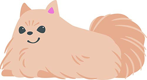 Cute Pomeranian Puppy Dog Kawaii Fluffy Animal Cartoon Vinyl Sticker -2 inch Wide Laying Side-