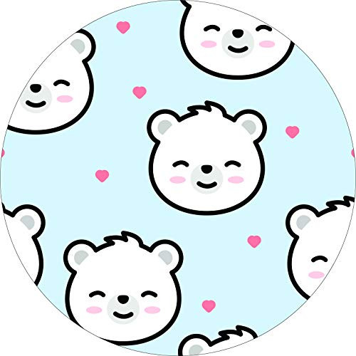 Cute Adorable Kawaii Polar Bear Design Cartoon Vinyl Sticker -Circle 4 inch Wide-