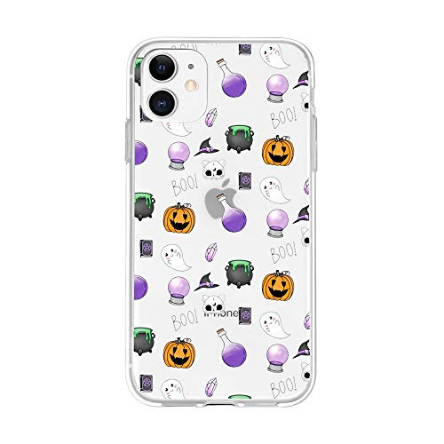 Halloween Case for iPhone 11Shockproof Protection Soft TPU Cases Pumpkins Ghosts Witch Candy Corn Bats Skulls Case for iPhone