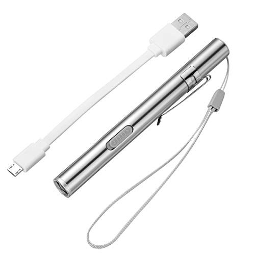 LEDMOMO 1PC Nurse Pen Medical Light Pen Light USB Rechargeable LED Flashlight Stainless Steel for Students Doctors