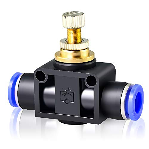 Tailonz Pneumatic Air Flow Control Valve with Push-to-Connect Fitting in-Line Speed Controller Union Straight - 12MM Tube OD x 12MM Tube OD LSA-12 ?Pack of 1?