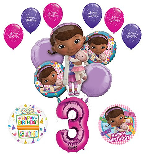 Doc McStuffins 3rd Birthday Party Supplies and Balloon Bouquet Decorations