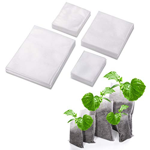 WOHOUS Nursery Bags 400 PCS 4 Size Biodegradable Non-Woven Nursery Bags Plant Grow Bags Fabric Seedling Pots Plants Pouch Home Garden Supply