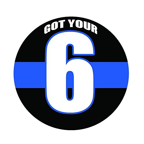 GOT Your 6 Thin Blue Line Round Full Color Printed Sticker -10 Pack- - Police - Size 2 inch Round - Hard Hat Helmet Windows Walls Bumpers Laptop Lockers etc.