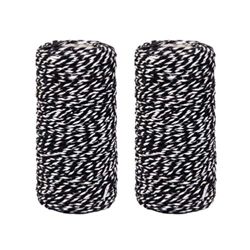 Healifty 2pcs Bakers Twine Cotton String Rope Twine for Artworks DIY Crafts Gift Wrapping Picture Display Embellishments 2mm -Black-