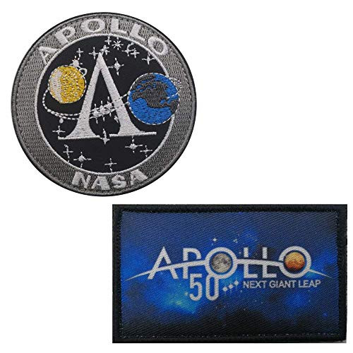 Mission OYSTERBOY 2pcs NASA Apollo 11 50th Next Giant Leap Space Moon Landing Mission Hook Patch
