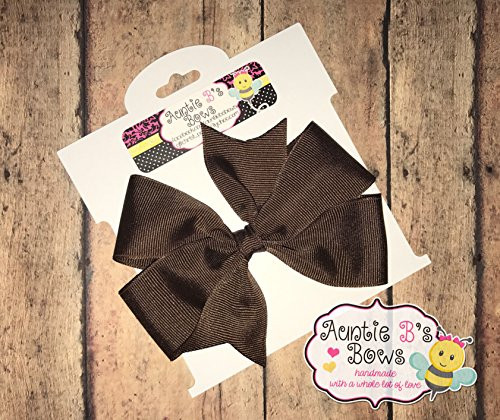 Solid Brown Pinwheel Hair Bow 4 inch MADE IN USA
