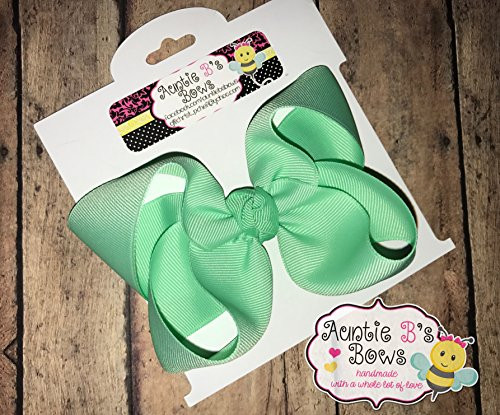Solid Mint Green Boutique Hair Bow 4 inch MADE IN USA