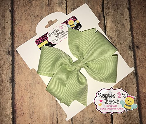 Solid Celedon Green Pinwheel Hair Bow 4 inch MADE IN USA