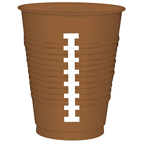 Brown Football Plastic Cups - 25pc / 16oz