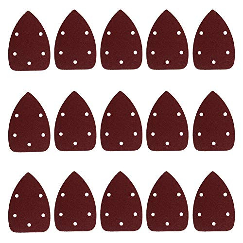 Utoolmart Detail Sander Sandpaper Triangular Sanding Paper Hook and Loop Sanding Pads Triangle Oscillating Multi Tool 40 Grits 5 Holes 15pcs