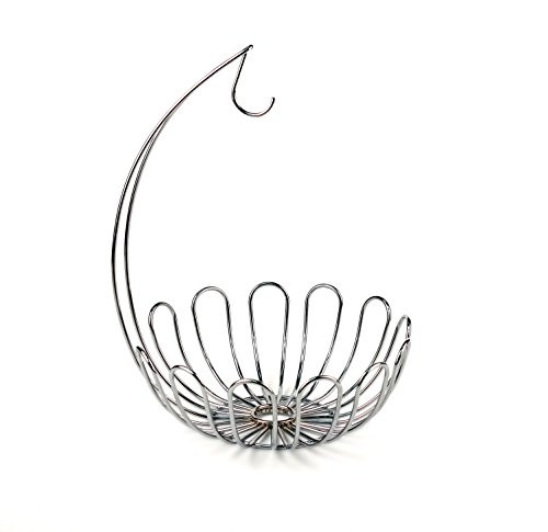 Spectrum Diversified Bloom Fruit Bowl with Banana Holder, Small, Chrome