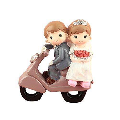 VICASKY Resin Couple Cake Topper Miniature Bride Groom Riding Motorcycle Figurines Statue Figure Wedding Cake Ornament for Dollhouse Bonsai Fairy Garden Decor Brown VICASKY Resin Couple Cake Topper Miniature Bride Groom Riding Motorcycle Figurines Statue Figure Wedding Cake Ornament for Dollhouse Bonsai Fairy Garden Decor Brown