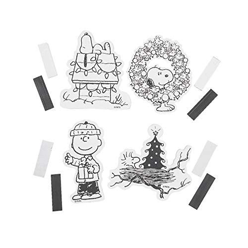 Color Your Own Peanuts Christmas Magnets -48Pc- - Crafts for Kids and Fun Home Activities