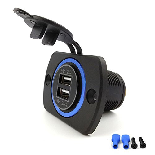 XISAOK DIY 12V 24V Dual USB Car Charger Power Panel 5V 2.1A for iPhone Car Boat Marine