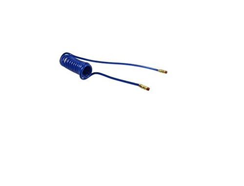 Coilhose Pneumatics PU14-10B-B Flexcoil Polyurethane Coiled Air Hose, 1/4-Inch ID, 10-Foot Length with (2) 1/4-Inch Reusable Strain Relief MPT Swivel Fittings, Dark Blue