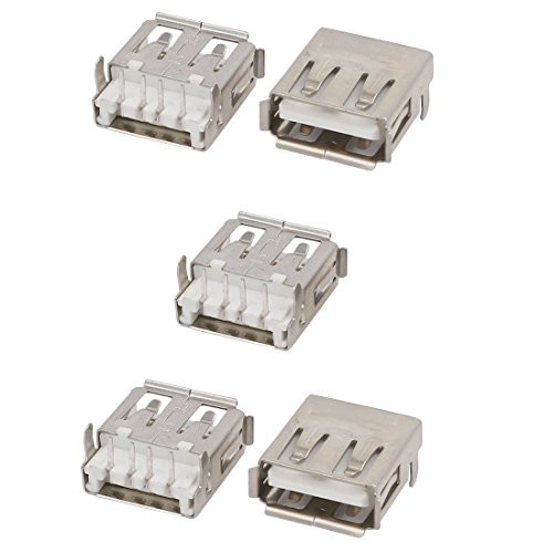 IIVVERR 5 Pcs USB 2.0 Female Type A 4-Terminal DIP 90 Degree Jack Socket Connector -5 Unidades USB 2.0 Hembra Tipo A 4-Terminal DIP 90 Grados Conector Jack Socket