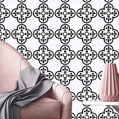 17.7x197Black and White Wallpaper White Trellis Wallpaper Peel and Stick Wallpaper Black Pattern Contact Paper Waterproof Self-Adhesive for Wall Covering Decorative Cabinet Furniture Vinyl Film