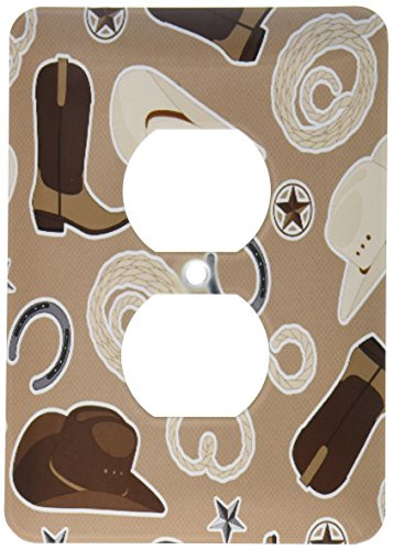 3dRose lsp_192880_6 Cute Cowboy Theme Pattern Tan And Brown Outlet Cover Multicolor