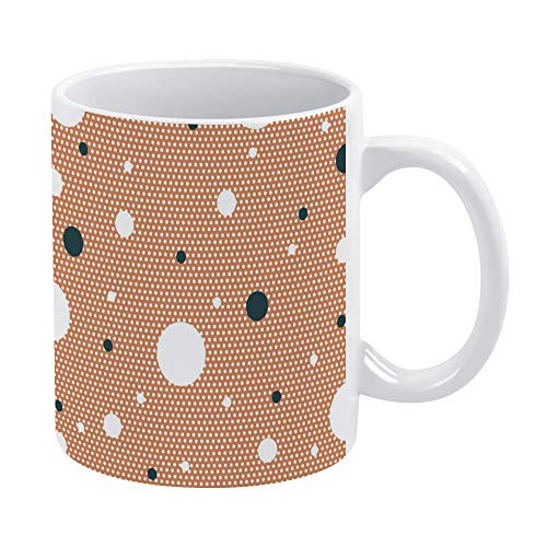 11oz Tea Coffee Milk Cup Circle Pattern Peach Polka Cool Polka Dots Unique Gift Mug for Wedding Birthday Party Christmas Gift and Thanks Giving Mug Gift One Pack