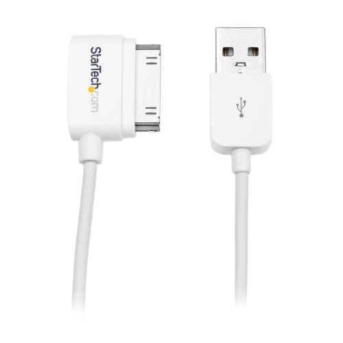 StarTech.com 1m (3 ft) Right Angle Apple 30-pin Dock Connector to USB Cable for iPhone iPod iPad with Stepped Connector - Charge and Sync