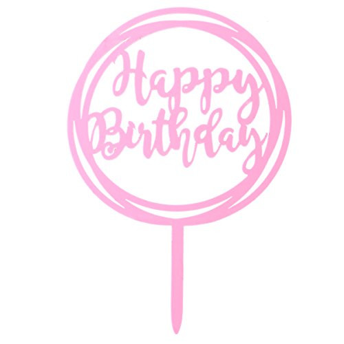 Happy Birthday Acrylic Cake Topper Multi-circle Cake Topper Cake Decoration Birthday Party Supplies -Pink-