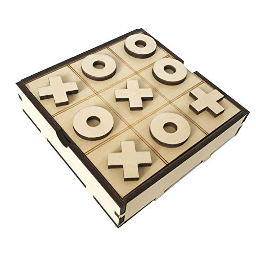 Greatideal Circle and Cross Xo Chess Board Game Xo Wood Board Game Toy Wood Noughts and Crosses Game Family Board Game Set for Kids and Family