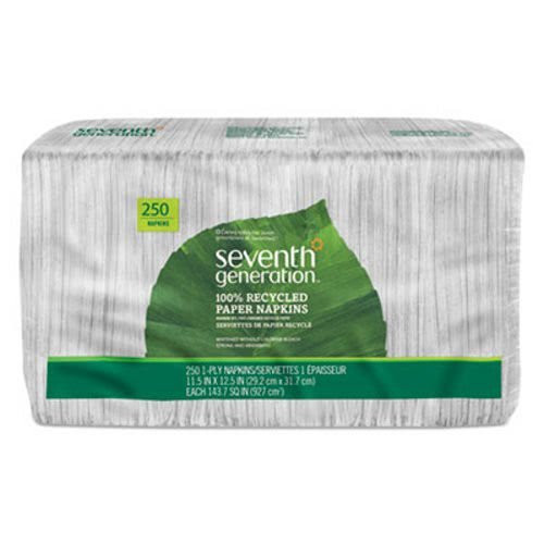 SeventhGeneration 13713PK 100 percent Recycled Single-Ply Luncheon Napkins 11 1/2 x 12 1/2 White 250/Pack