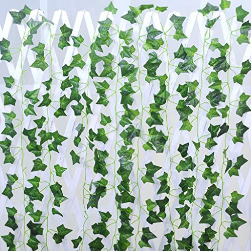 charts_DRESS Artificial Ivy Garland 12 Strands Artificial Ivy Leaf Plants Vine Fake Vine UV Resistant Green Leaves Fake Plants Hanging Vine Plant for Wedding Party Garden Wall Decoration -green-