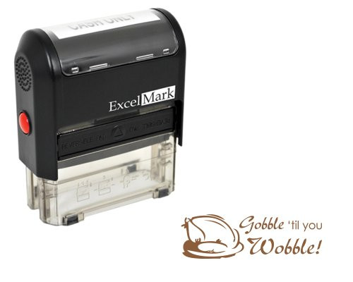 Thanksgiving Rubber Stamp - Gobble Till You Wobble - Brown Ink