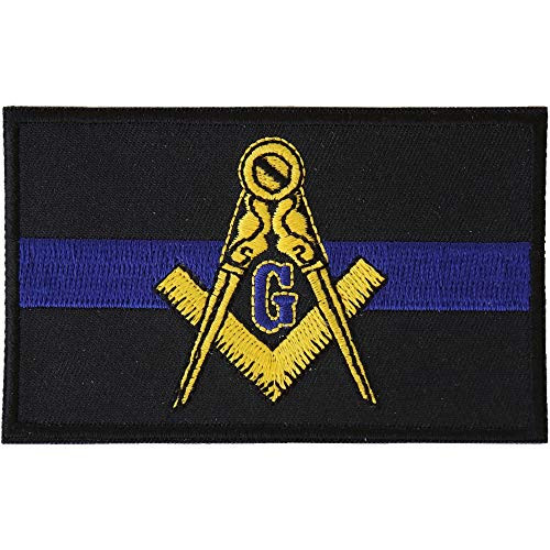 Masonic Thin Blue Line Patch - 3.5x2.1 inch. Embroidered Iron on Patch Masonic Thin Blue Line Patch - 3.5x2.1 inch. Embroidered Iron on Patch