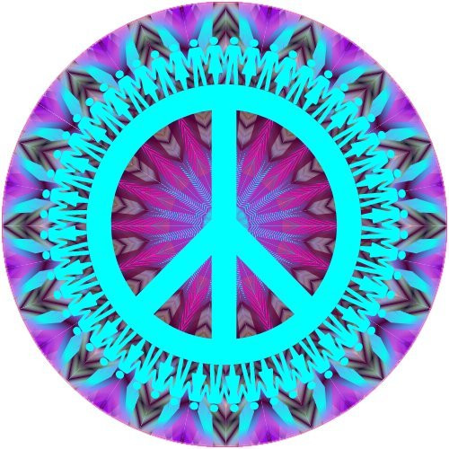 U.S. Custom Stickers Trippy Peace Sign Circle Sticker 8 inch