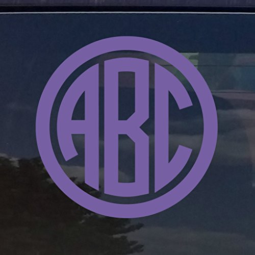 CUSTOM CIRCLE MONOGRAM INITIALS VINYL DECAL / STICKER CARS YETI CUP LAPTOP PHONE -3 inch Lavender-