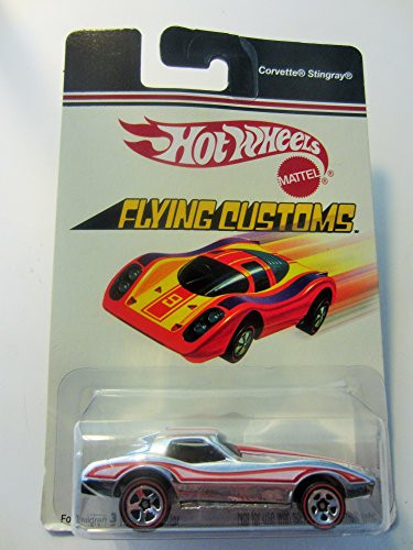 Flying Customs Corvette Stingray Chrome with Red Line Wheels Collectible Collector Car Mattel Hot Wheels