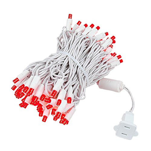 Novelty Lights 100 Light LED Christmas Mini Light Set, Outdoor Lighting Wedding Patio String Lights, Red, White Wire, 34 Feet