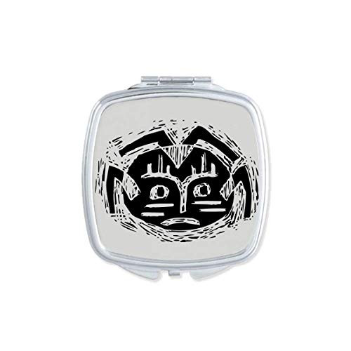 Scary Circle Black Indian Totem Mirror Portable Compact Pocket Makeup Double Sided Glass
