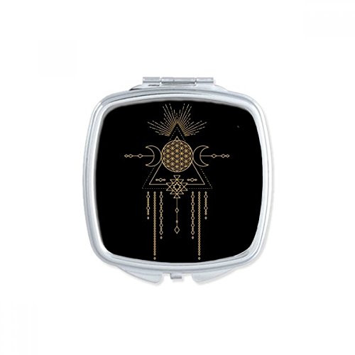 Pattern Geometry Circle Totem Square Mirror Portable Compact Pocket Makeup Double Sided Glass