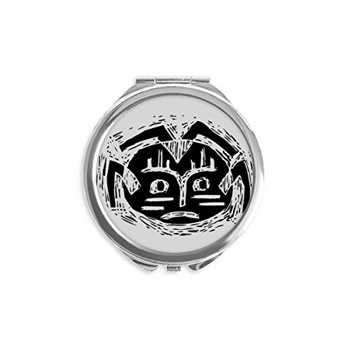 Scary Circle Black Indian Totem Hand Compact Mirror Round Portable Pocket Glass