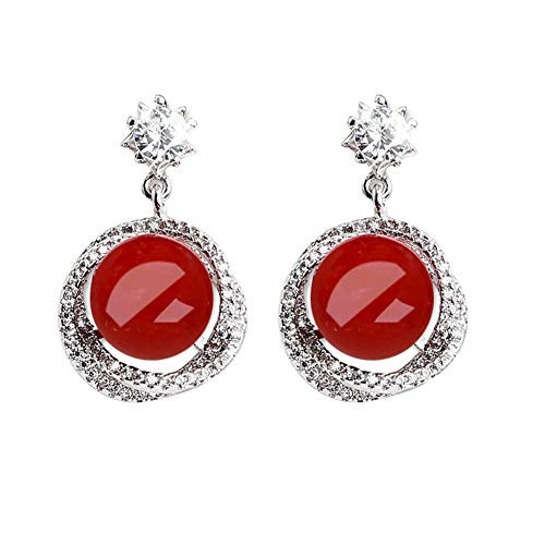 hbz11hl Christmas Earrings Gift Elegant Women Rhinestone Faux Pearl Circle Dangle Ear Stud Earrings Jewelry Gift Fashion Earrings for Women Girls Jewelry Accessories