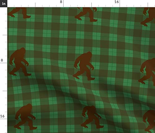 Spoonflower Fabric - Bigfoot Plaid Myth Woodland Pacific Northwest Mythical Printed on Petal Signature Cotton Fabric by The Yard - Sewing Quilting Apparel Crafts Decor