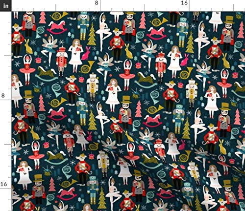 Spoonflower Fabric - Nutcracker Ballet Holiday Xmas Christmas Cloth Printed on Petal Signature Cotton Fabric by The Yard - Sewing Quilting Apparel Crafts Decor